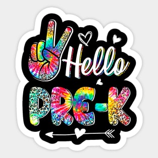 Hello Pre-K Tie Dye Leopard Graphic Back To School Teachers Sticker